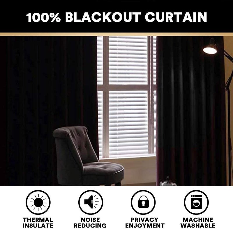 PrinceDeco 100% Blackout Linen Curtains 84 inch Long Thermal Insulated Curtains for Winter Grommet Noise Reducing Window Treatment Drapes for Hall Room,52" Wide Per Panel, Set of 2,Grey - Image 2